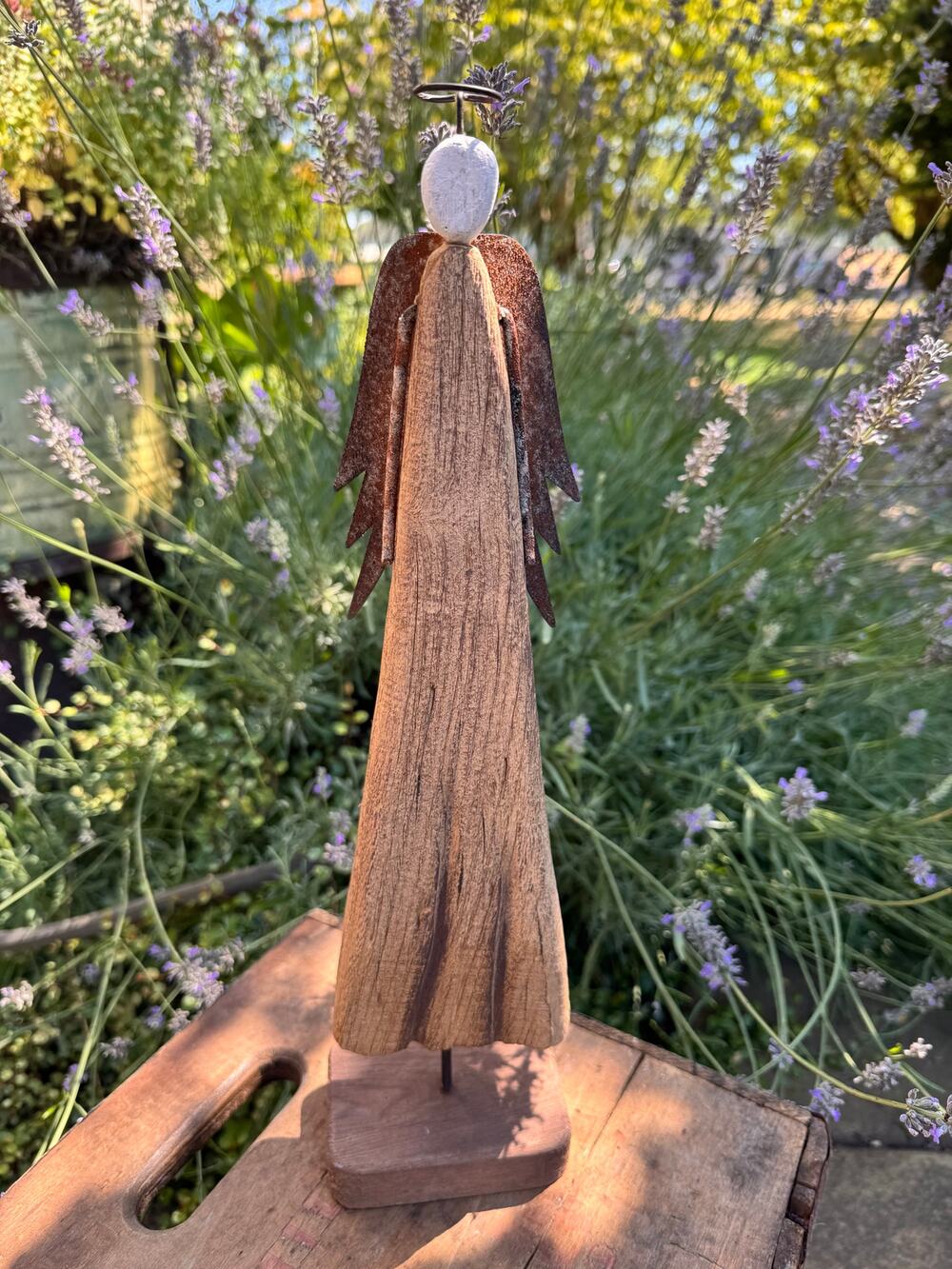 Rustic Wood Angel Sitter FarmHome Decor Wood Rustic Gift 16 inches tall Angels